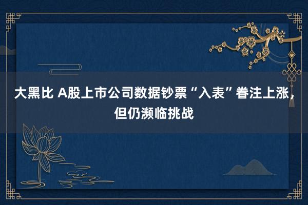 大黑比 A股上市公司数据钞票“入表”眷注上涨，但仍濒临挑战